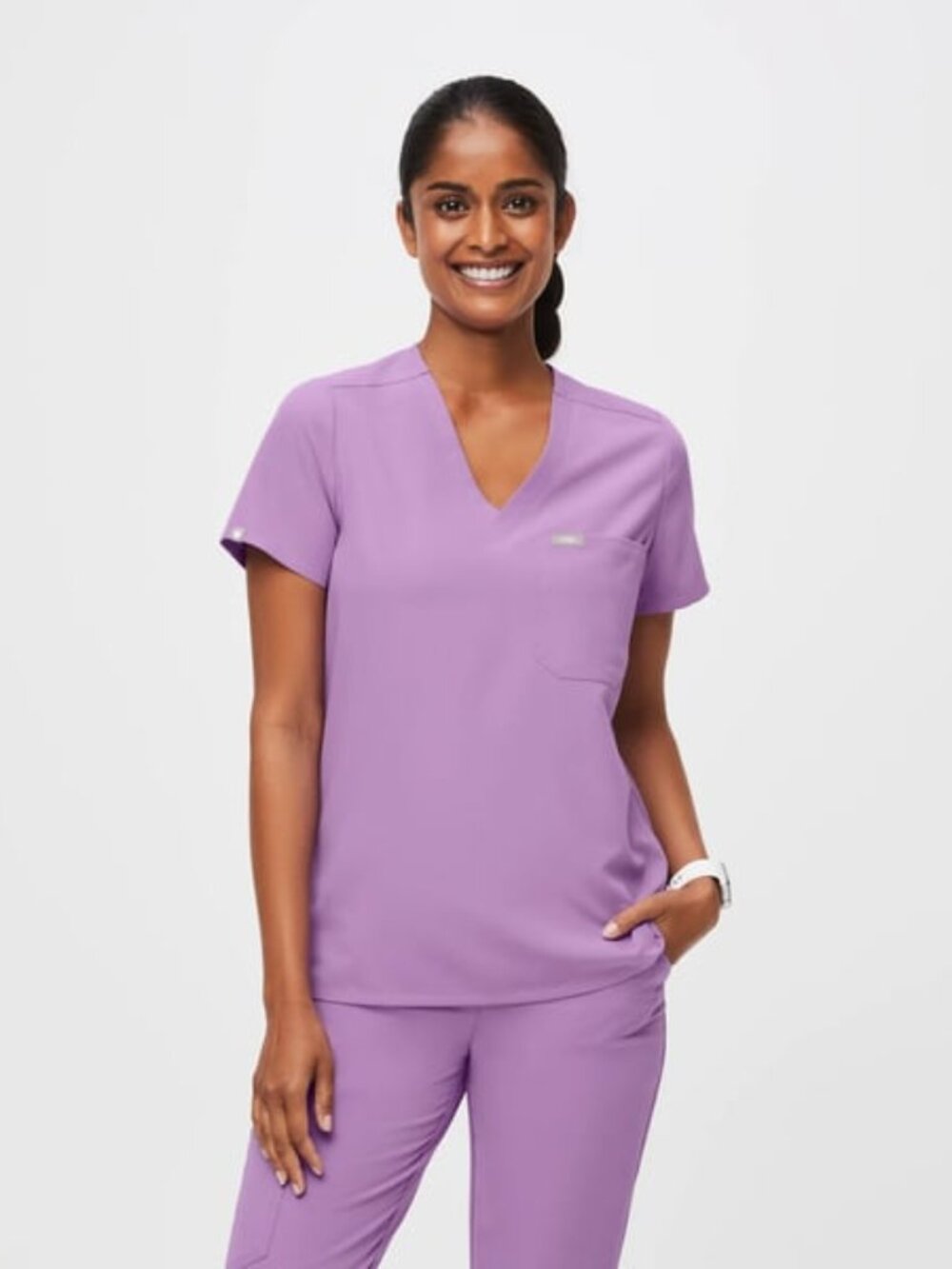 Figs Lilac Dawn Catarina Scrub Top Size XS